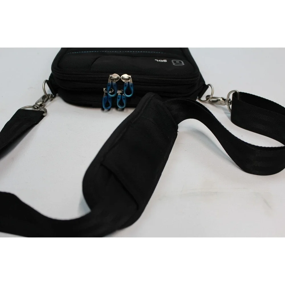 SOL Computer Table Messenger Bag Carry Case Padded Black Nylon Zipper 12 In Tech